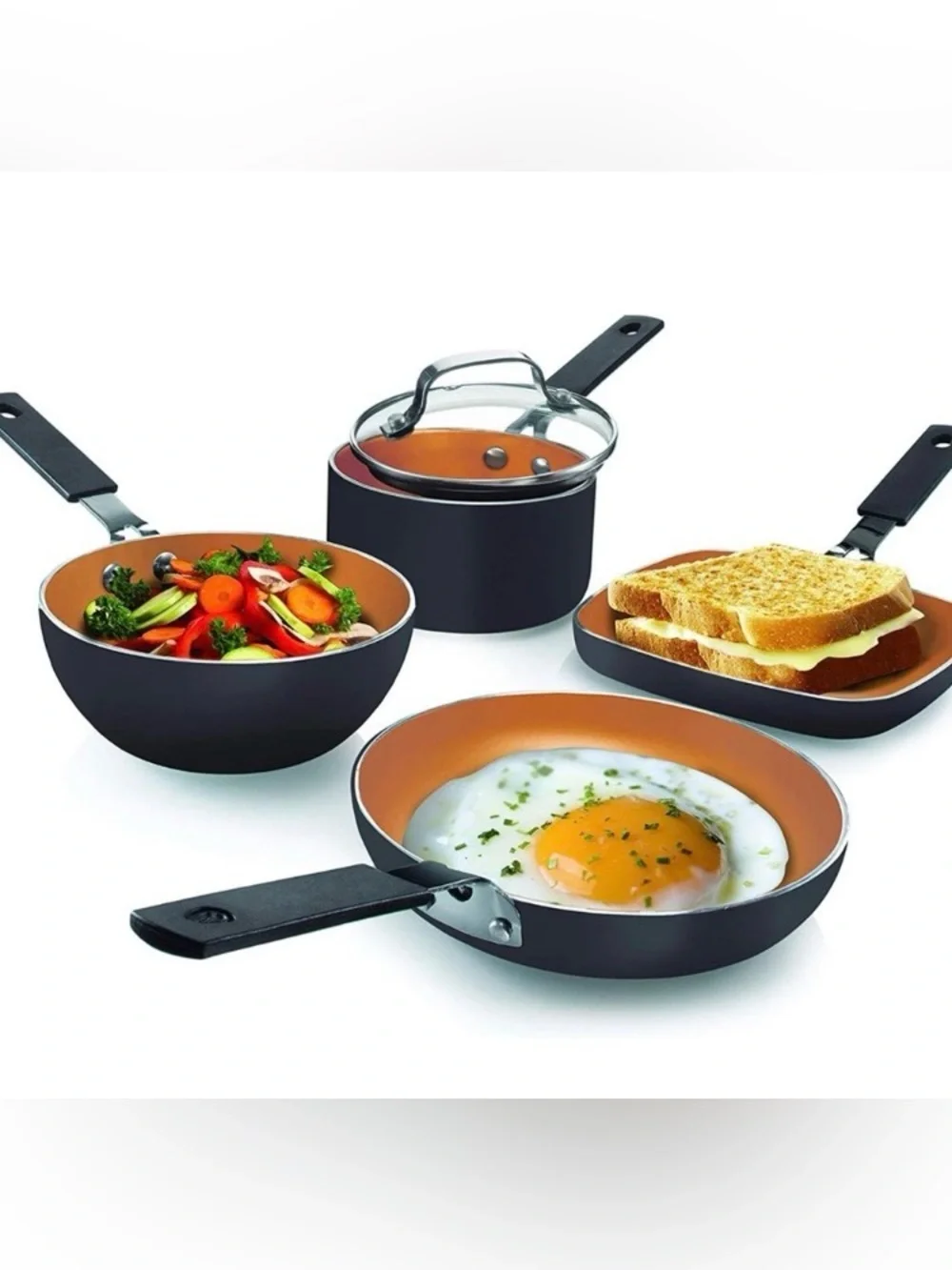 Gotham Steel Mini Stackmaster Cookware Nonstick Personal Fry Wok flat griddle